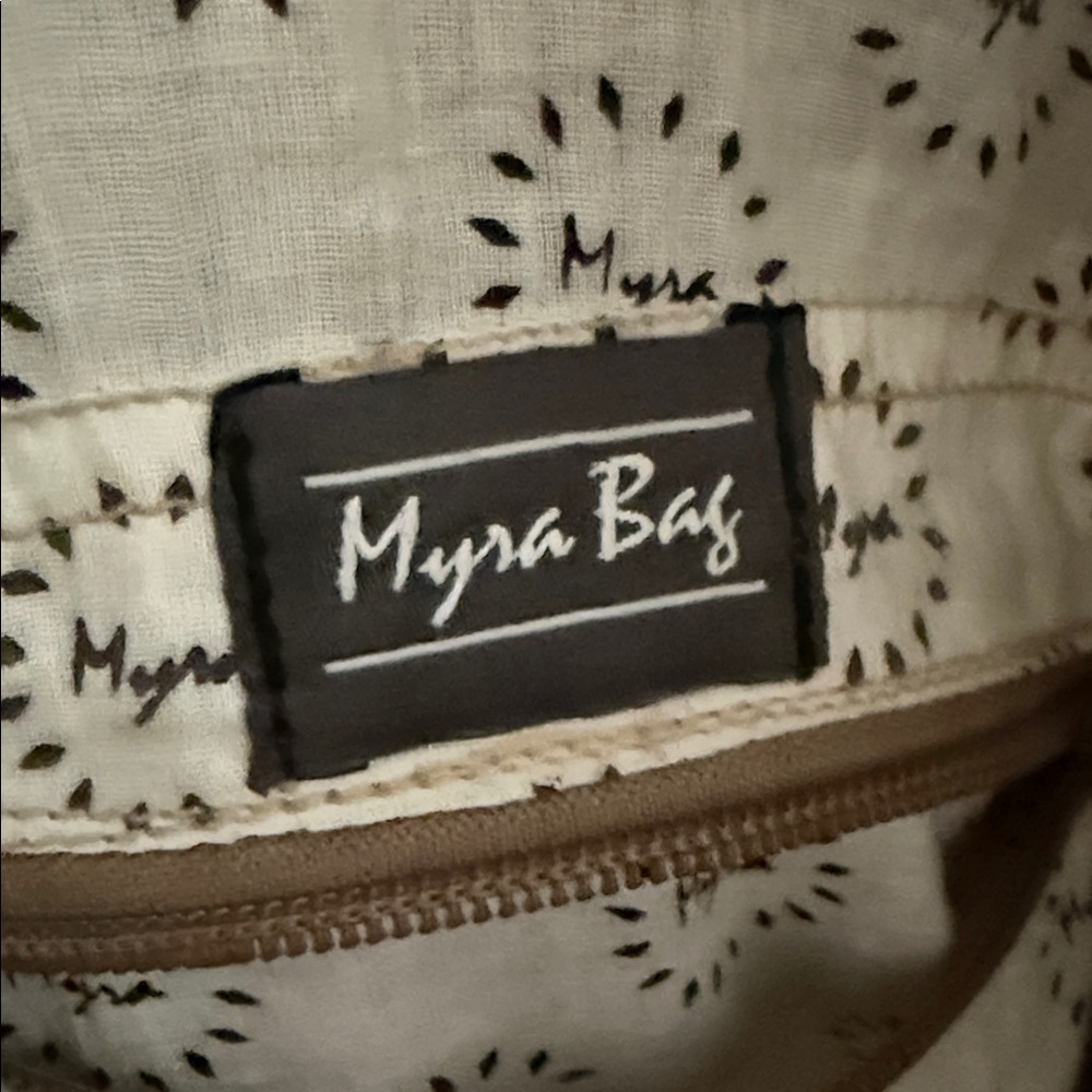 Myra Bag Aesthetic Shoulder Bag Upcycled Cotton & Leather T25 - Picture 7 of 10